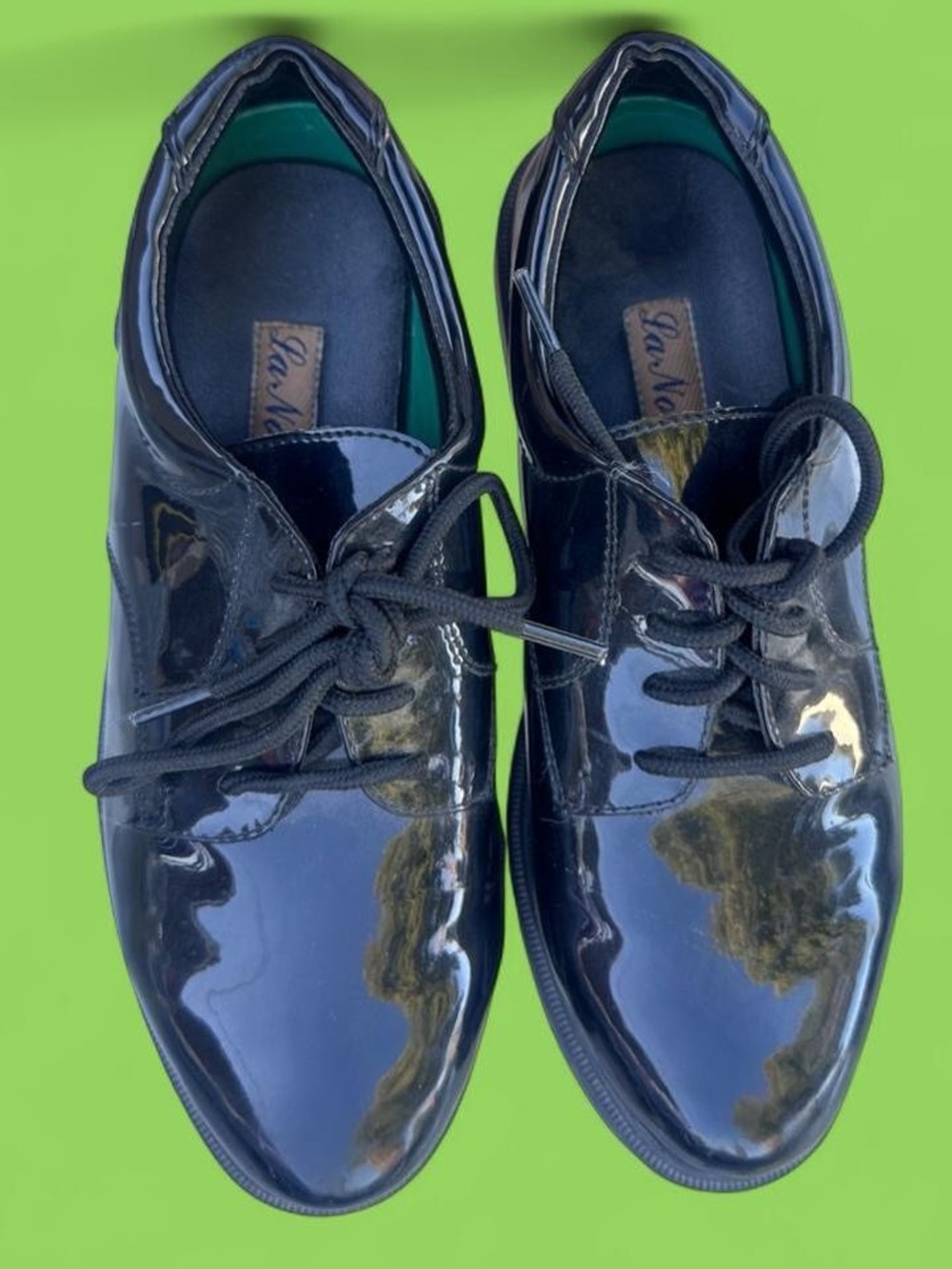 La Noria Kids Black Patent Lace-Up Dress Shoes